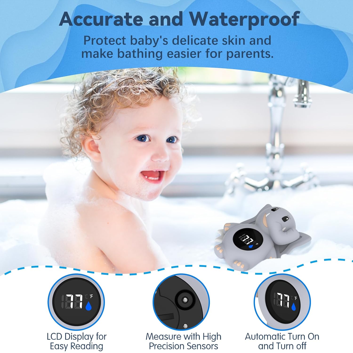 🛁 Floating Baby Bath Thermometer – Digital Water Temperature Gauge for Newborn & Toddler Safety 🐘