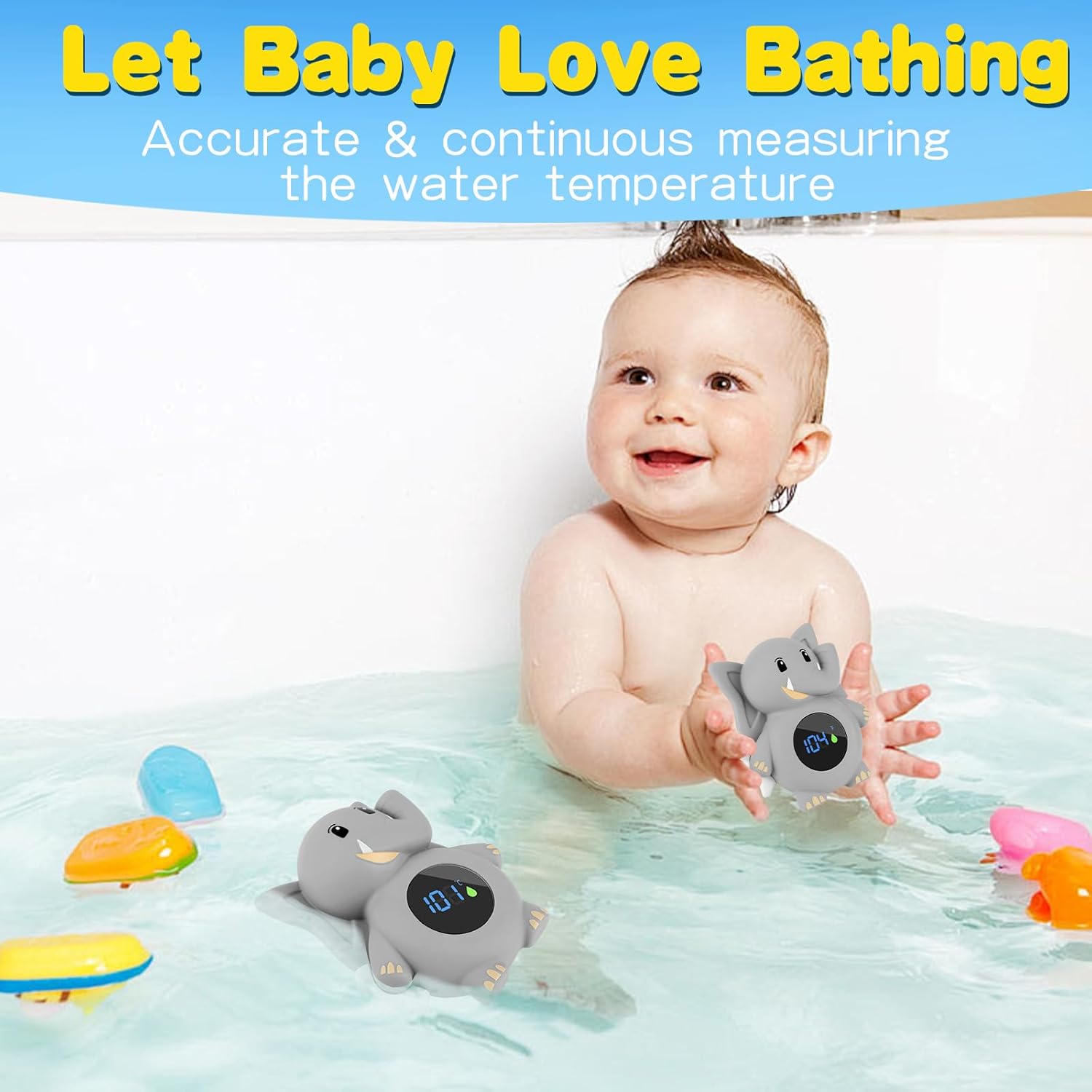 🛁 Floating Baby Bath Thermometer – Digital Water Temperature Gauge for Newborn & Toddler Safety 🐘